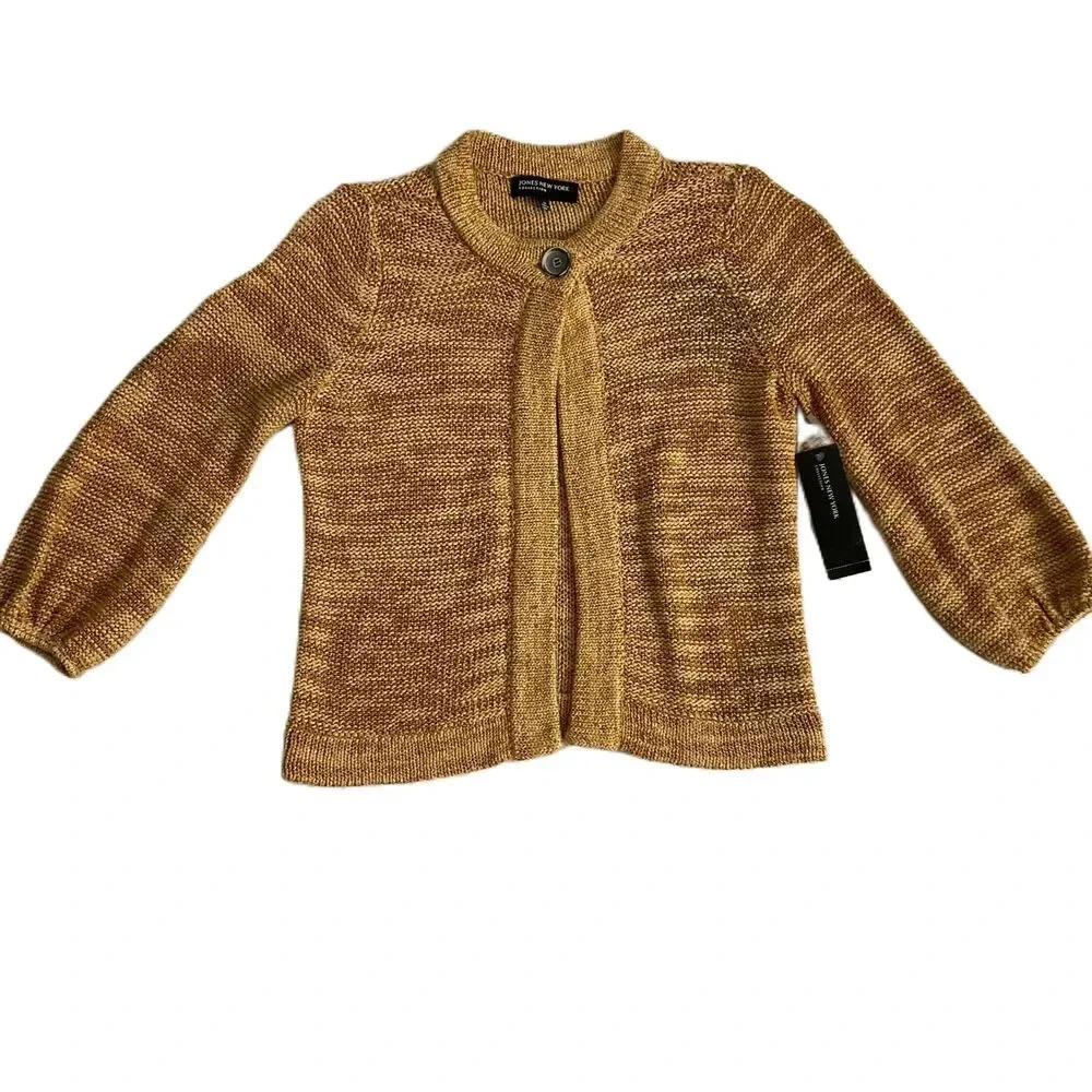 NWT Jones New York Camel Colored Long Sleeve Knit Cardigan Size Medium‎